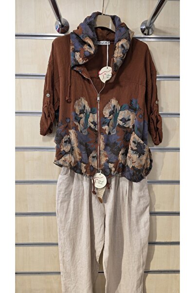 Park Moda Италианско памучно яке с качулка и флорален мотив