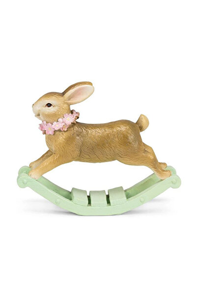 KidMania Decoratiune Paste model Iepuras pe balansoar, 16 cm, auriu