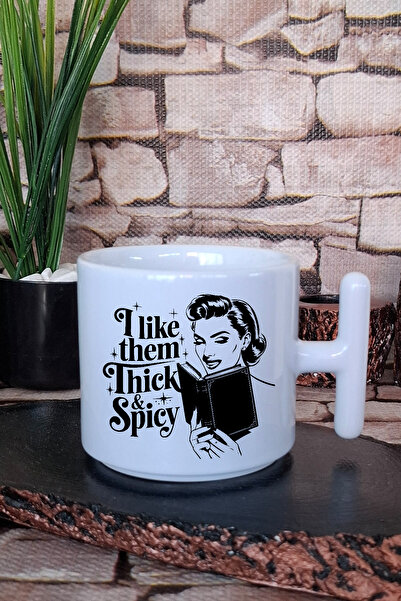 giftkonsept I Like Them Thick & Spicy Written Book Reading Pleasure Gift t Handle Latte Cup Mug