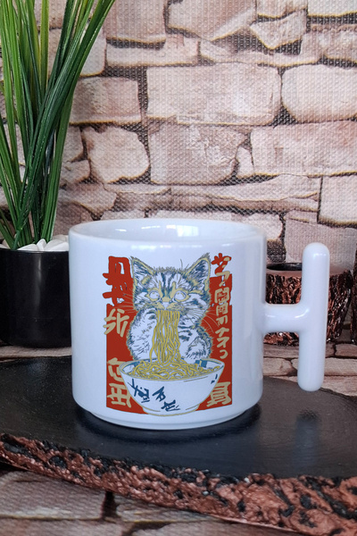 giftkonsept Ramen Cat Noodle 3 Printed Kawaii Japanese Anime Gift Printed t Handle Latte Cup Mug Cup