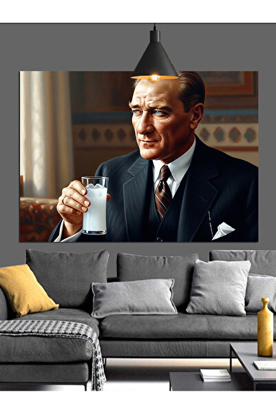 KanvasSepeti Raki și Mustafa Kemal Pictură decorativă în ulei Texturată Pânză...