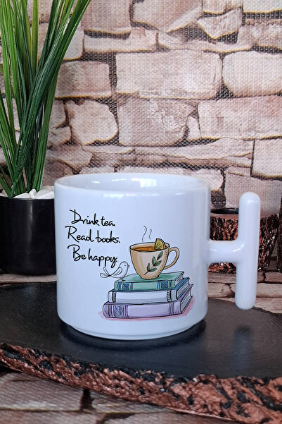 giftkonsept Drink Tea Read Books Be Happy Gift t Handle Latte Cup Mug