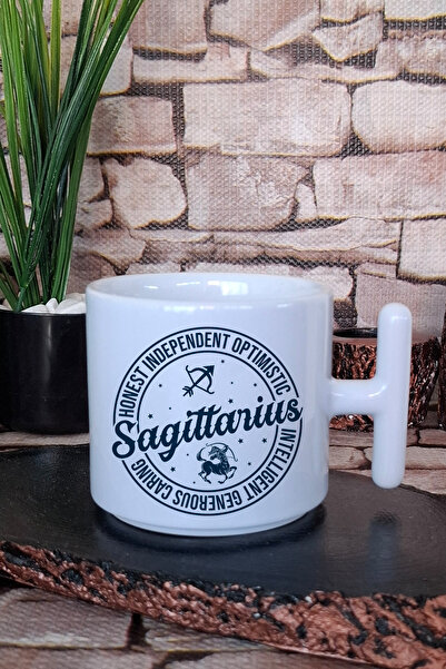 giftkonsept Sagittarius Traits Printed Zodiac Sign Gift Printed T-Handle Latte Cup Mug