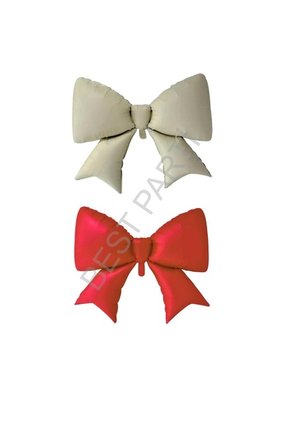BEST PARTİ DOĞUM GÜNÜ PARTİ SÜSLERİ Red - Cream Color 2 Pieces Bow Foil Ballo...