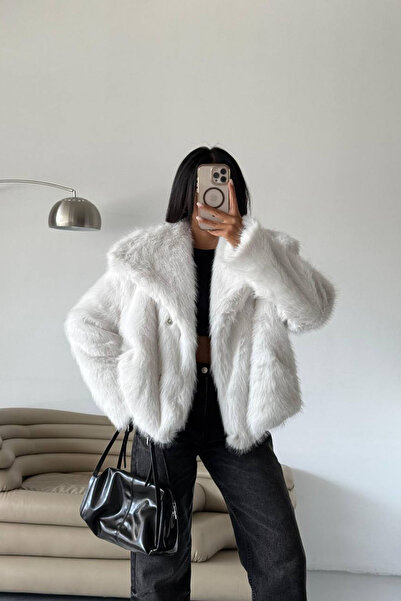 Neşeli Butik Women's Lined Imported Fur Coat Nbg111
