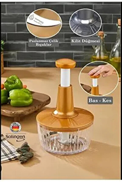 PDESİGN Solingen 3 Bıçaklı Paslanmaz Çelik Basmalı El Rondosu Bas Kes Manuel ...