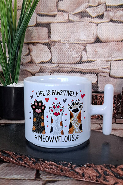 giftkonsept Cat Funny Vintage Humorous Cat Lover Style Gift Printed t Handle Latte Cup Mug Cup