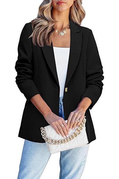 OEM Short, elegant jacket with long sleeves and pockets Black L