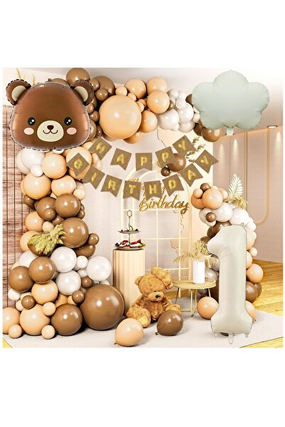 BİDOLUMUTLULUK Ayı Folyo Balonlu Retro Doğum Günü Seti Parti Kutlama Eğlence ...