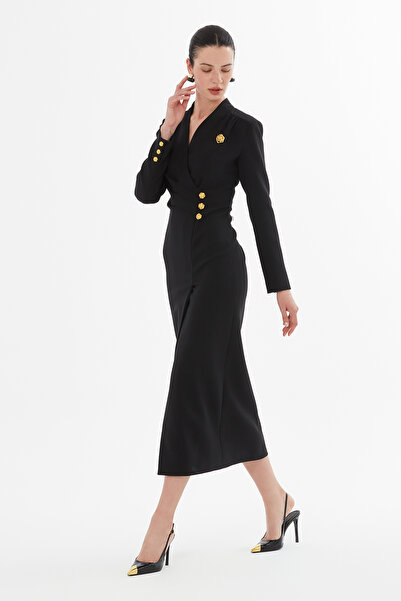 GİZİA Kruvaze Kapamalı Yırtmaçlı Elbise