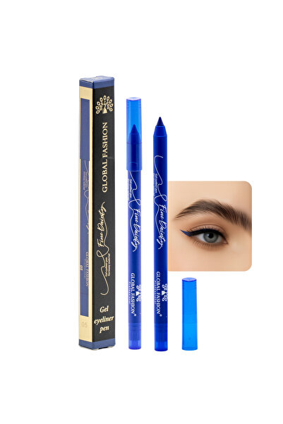 global fashion قلم تحديد العيون الجل المقاوم للماء - رأس دقيق 0.2 مم، لمسة نهائية غير لامعة مقاومة للتلطخ، يدوم حتى 12 ساعة