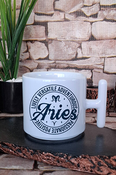 giftkonsept كوب قهوة لاتيه مطبوع عليه علامة برج الحمل مع مقبض، هدية مميزة