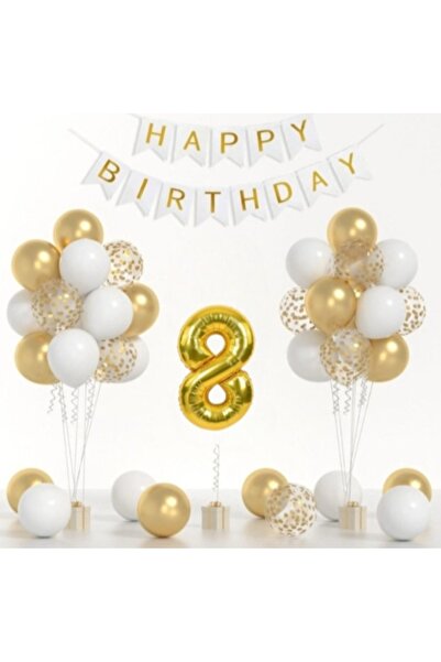 SİNDA Gold Renk Doğum Günü Partisi Konsepti - Pullu Balon Krom Balon Folyo Ra...