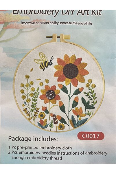 EleganTShoP Elegant Kanaviçe Baskılı Etamin Kiti (iplik, iğne, kumaş) 15*15 c...