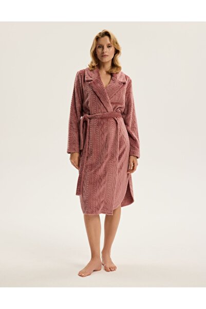 ESOTIQ Halat de casă pentru femei din fleece, texturat, elegant, cald și conf...