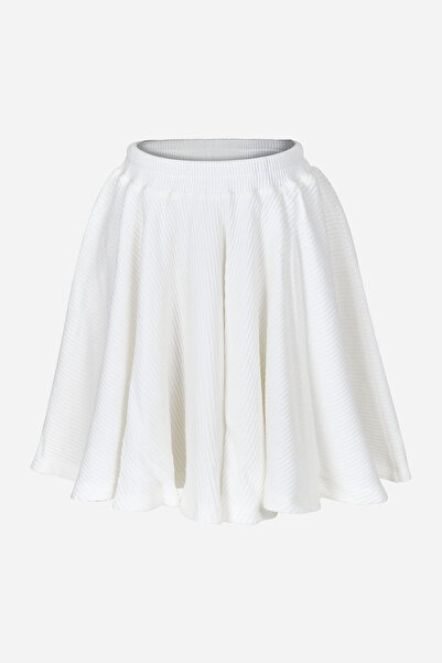 Augie Leauphant Kırık Beyaz Skater Örme Etek