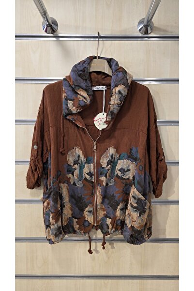 Park Moda Италианско памучно яке с качулка и флорален мотив