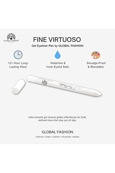 global fashion Waterproof Gel Eyeliner Pen – 0.2 mm Precision Twist-Up Tip, Smudge-Proof Matte Finish, 12H Wear