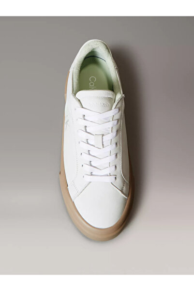 Calvin Klein Kadın Bağlamalı Yüksek Kalın Taban Deri Beyaz Sneaker YW0YW01930-0H7