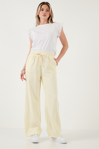 Lela Cotton Relaxed Fit High Waist Wide Leg Pants Pants 668Yp5275