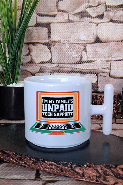 giftkonsept Unpaid Tech Support 2 Printed Software Developer Gift Printed T-Shirt Handle Latte Cup Mug