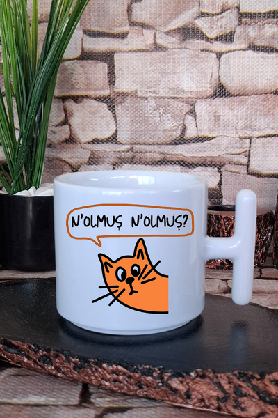giftkonsept Zeroed Out? Curious Cat Printed Fun Gift t Handle Latte Cup Mug