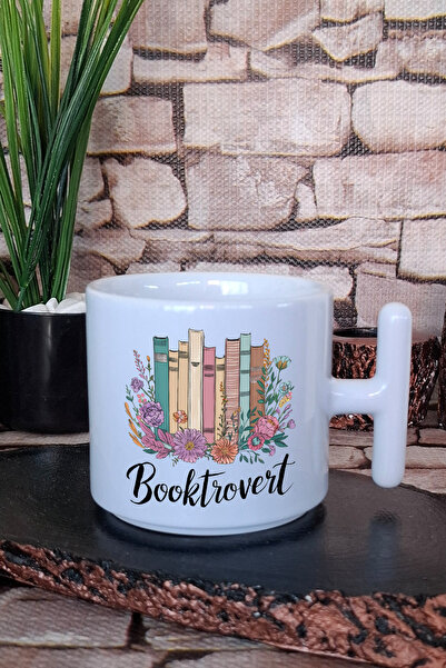 giftkonsept كوب قهوة لاتيه مع مقبض على شكل حرف T، هدية مميزة لمحبي الكتب ومحب...