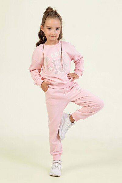 ww waka waka kids store Girl's Los Angeles 10 Printed Pink Sweatshirt & Sweatpants Set