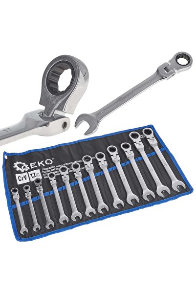 GEKO Set de chei combinate cu clichet, 8-19 mm, 12 bucăți, G10337