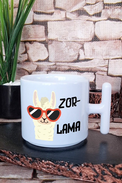 giftkonsept Zorlama-Lama Printed Fun and Funny Gift T-Handle Latte Cup Mug