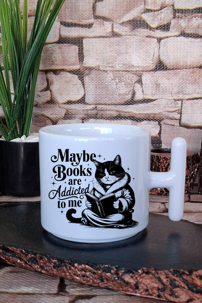 giftkonsept Maybe Books Are Addicted to Me Written Funny Book Lover Gift t Handle Latte Cup Mug
