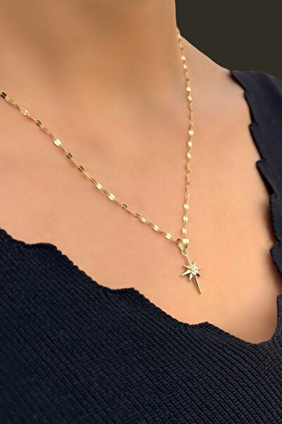 Altınaşkı Aynalı Kuzey Yıldızı Altın Kolye