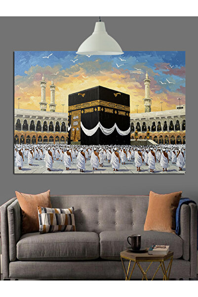 karizmart Kâbe Ve Hac Manzarası Dekoratif Kanvas - Mdf Ahşap Tablo