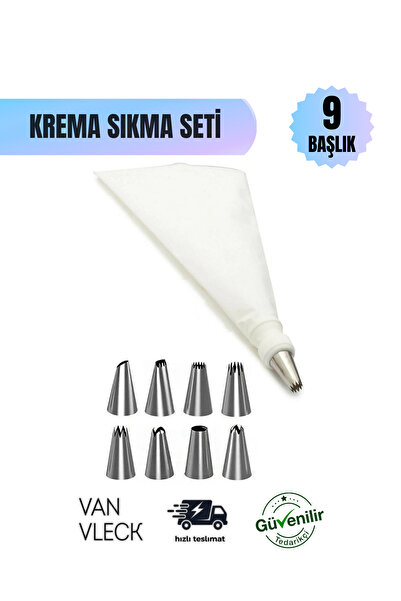 VAN VLECK 10 Parça Krema Sıkma Torbası Seti – Paslanmaz Çelik Uçlu Pasta, Kek...