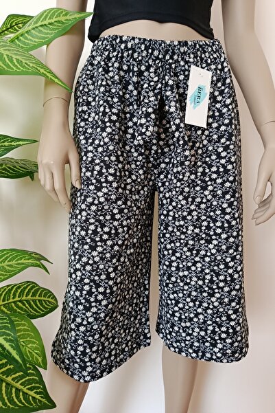 VİP BERA TEKSTİL Kadın Çiçek Baskılı Yumuşacık Pamuklu Bermuda Alt