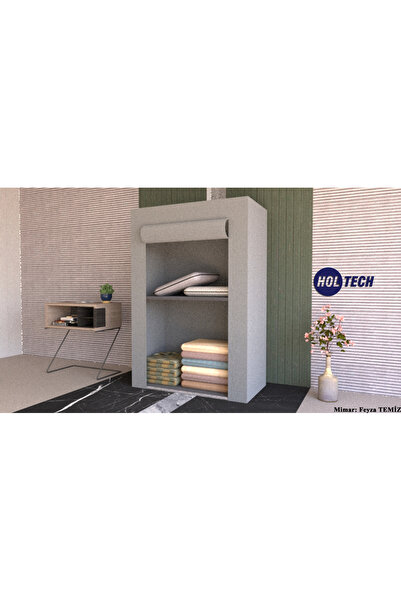 teknotrust Gri Yorgan ve Yüklük Dolabı, Çelik Profilli Kumaş Gardırop, Pratik...