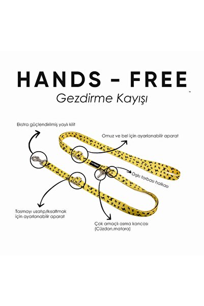 PATİMİO Yellow Boom Hands-Free Eller Serbest Gezdirme Kayışı Tasması