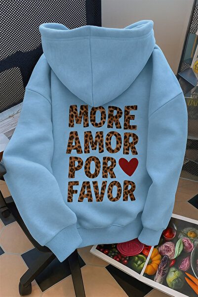 SVART WEAR More Amor Por Favor Oversize Cotton Casual Hoodie Printed Sweatshirt