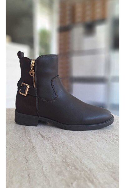 POTEEN حذاء نسائي بكعب قصير من Marel بسحاب جانبي P305-أسود