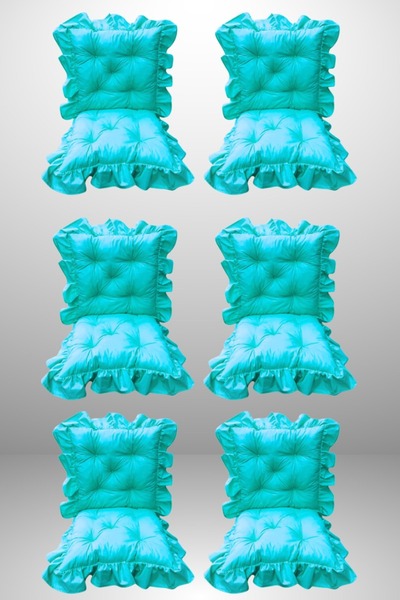MoMMe Backrest and Fringe Chair Cushion 45X45 cm Set of 6