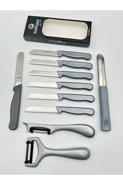 Solingen Orijinal Klever Simli 10'lu Meyve Bıçağı Soyacak ve Oyacak Seti Gri