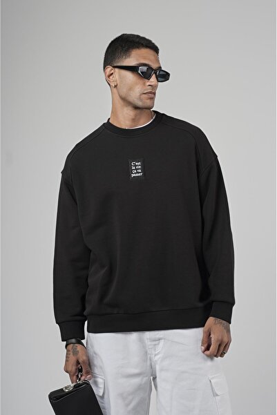 king brich Ανδρικό φούτερ Oversize Basic με λεπτομέρεια με αυτοκόλλητο στο μπροστινό μέρος