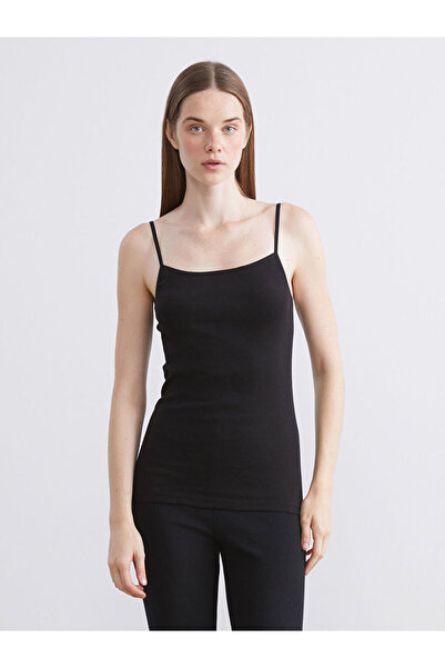 LC Waikiki Black Square Neck Strap Tank Top for Women