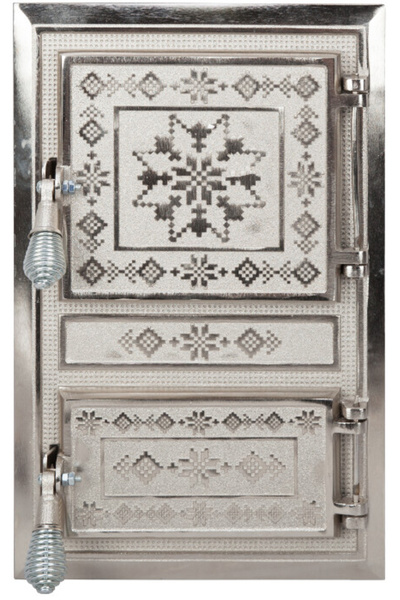 Evotools Ușă de sobă monobloc cu motive românești, nichelată - Înălțimea ușii...