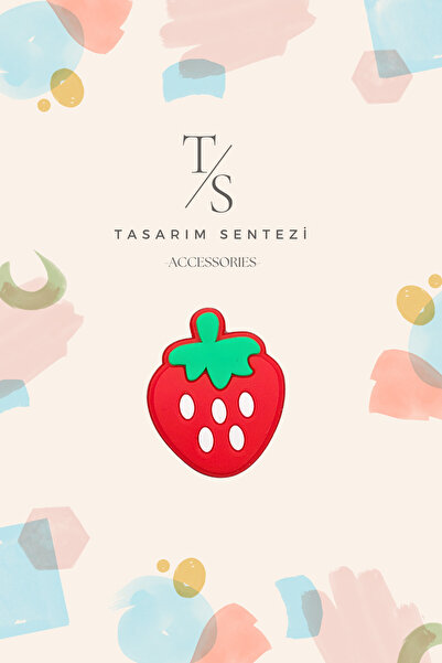 Tasarım Sentezi Rozet Silikon Broş Çilek Meyve Strawberry Yaka Çanta Kıyafet Şapka Aksesuar