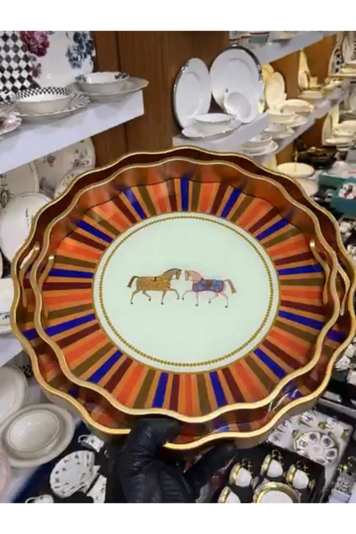 Muba Consept 2-Piece Horse Intrior Glass Tray 38-33 cm