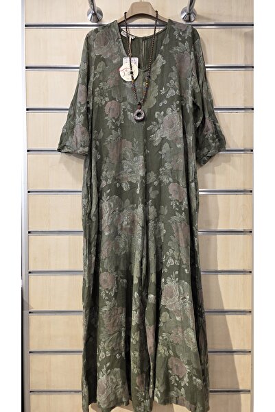 Park Moda Italian Linen Jumpsuit with Rose Pattern and Back Detail