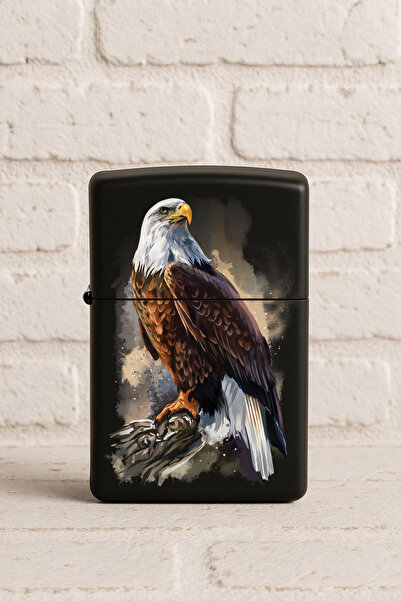 Cekuonline UV Baskılı Desenli Metal Benzinli Siyah Çakmak Cep Çakmağı - Karta...