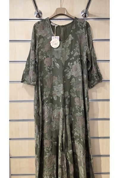 Park Moda Italian Linen Jumpsuit with Rose Pattern and Back Detail