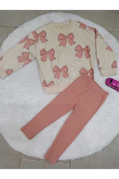 bubiee baby Ribbon Patterned Long Sleeve Girls' Leggings Bottom-Top Set